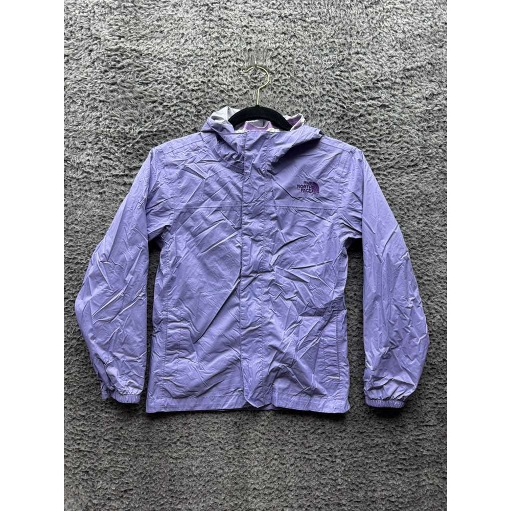 The North Face HyVent Full Zip Hooded Rain Windbreaker Jacket Purple Girl Size M